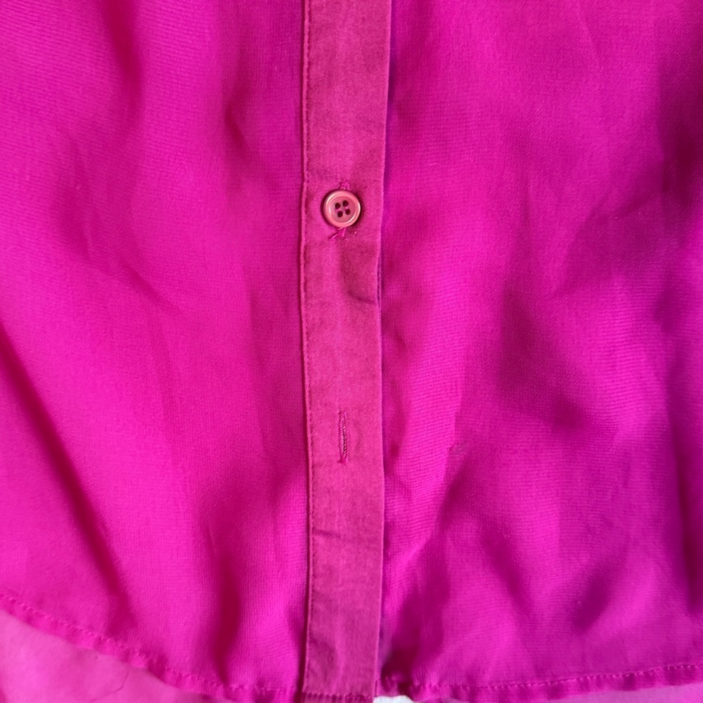 Free People Magenta Best of Both Worlds Button-Down 1/2 Sheer Shirt Size S #1664 - Picture 8 of 8